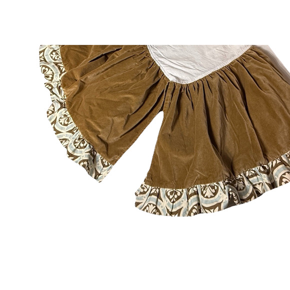 High End Velvet Crib Skirt with Ruffle Trim Brown Blue Nursery